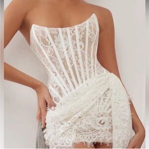 Heiress Beverly Hills White Lace Corset Draped Dress